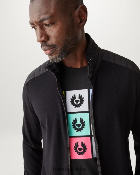 vestiario Belstaff maglietta con piastrelle jersey di cotone nero uomini H2DD6J152