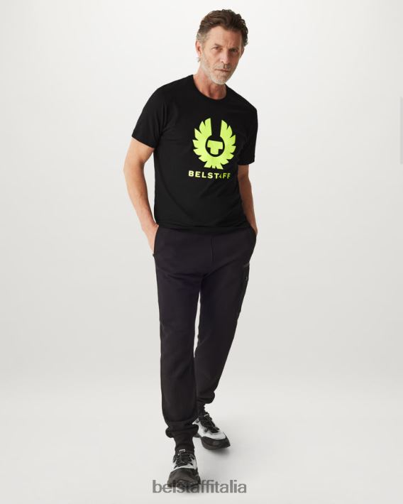 vestiario Belstaff maglietta della fenice jersey di cotone nero/giallo fluo uomini H2DD6J168