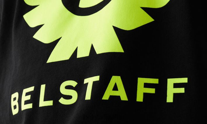 vestiario Belstaff maglietta della fenice jersey di cotone nero/giallo fluo uomini H2DD6J168