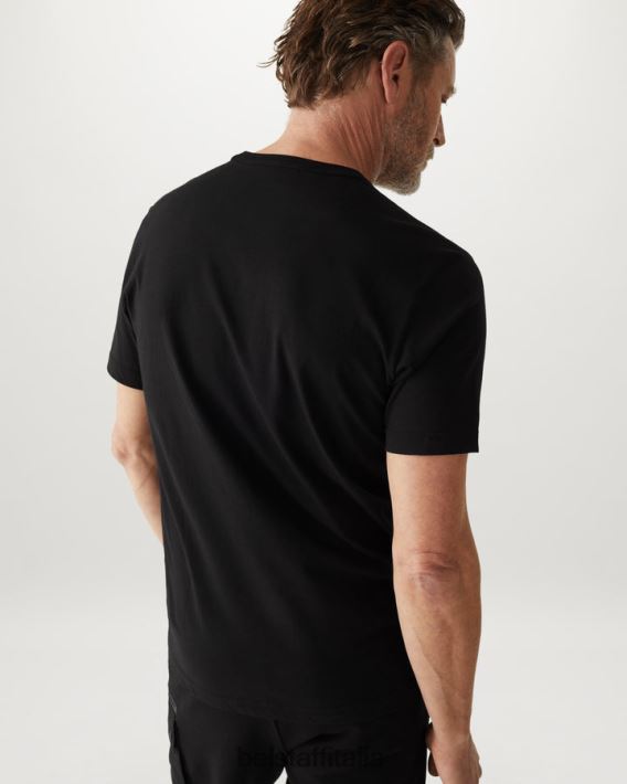 vestiario Belstaff maglietta della fenice jersey di cotone nero/giallo fluo uomini H2DD6J168