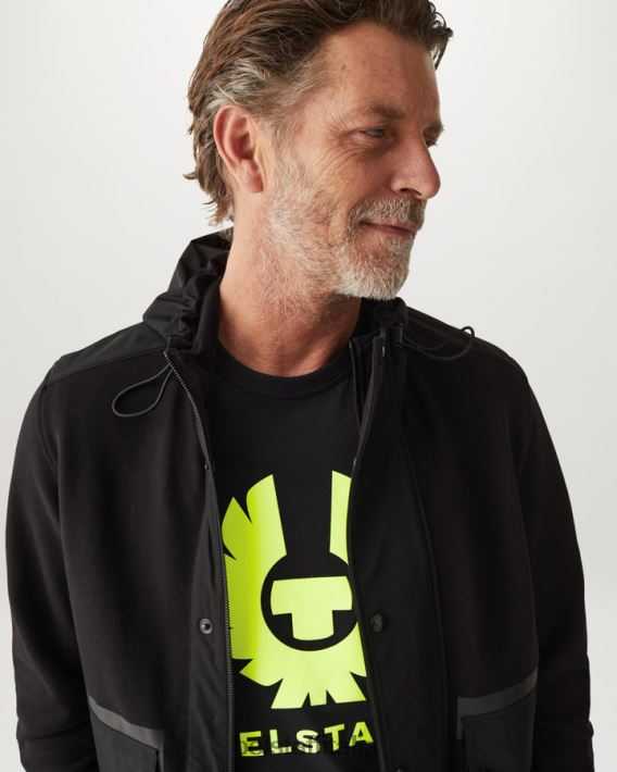 vestiario Belstaff maglietta della fenice jersey di cotone nero/giallo fluo uomini H2DD6J168