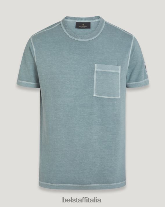 vestiario Belstaff maglietta della passerella tintura in capo cotone verde acciaio uomini H2DD6J148