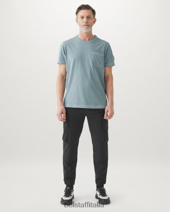 vestiario Belstaff maglietta della passerella tintura in capo cotone verde acciaio uomini H2DD6J148