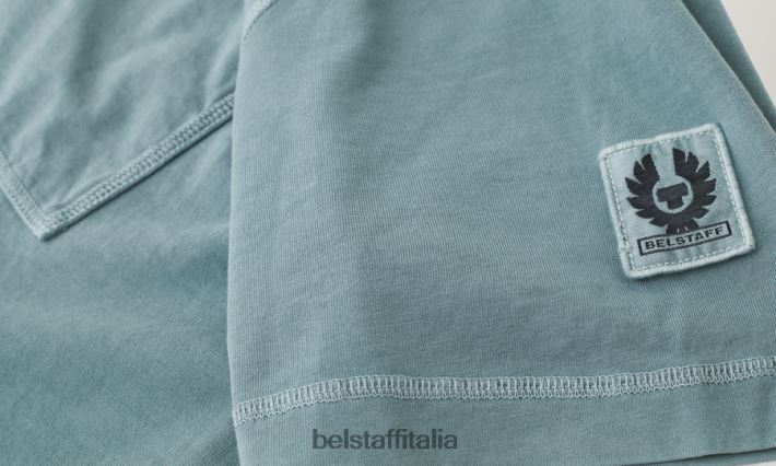 vestiario Belstaff maglietta della passerella tintura in capo cotone verde acciaio uomini H2DD6J148