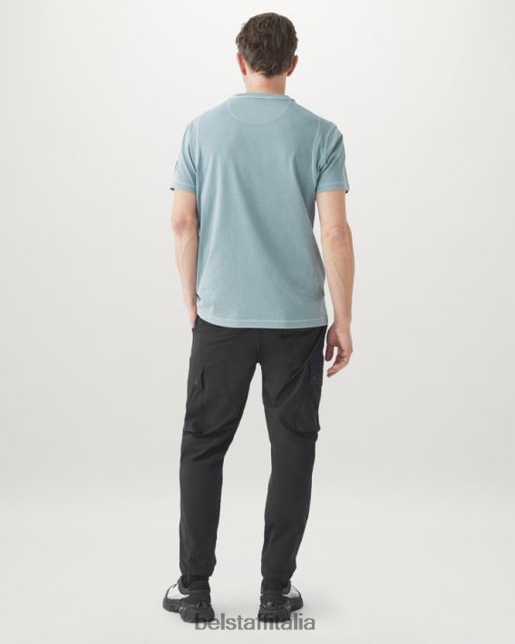 vestiario Belstaff maglietta della passerella tintura in capo cotone verde acciaio uomini H2DD6J148