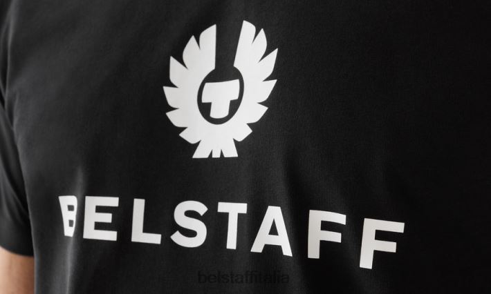 vestiario Belstaff maglietta firmata jersey di cotone nero uomini H2DD6J186