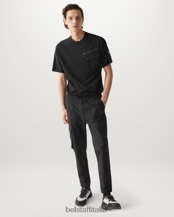 vestiario Belstaff maglietta flusso jersey di cotone nero uomini H2DD6J171