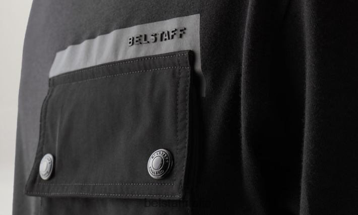 vestiario Belstaff maglietta flusso jersey di cotone nero uomini H2DD6J171