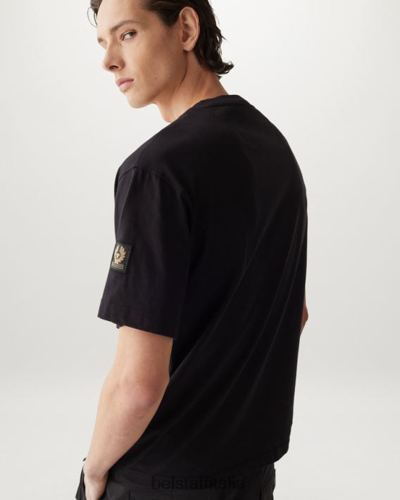 vestiario Belstaff maglietta flusso jersey di cotone nero uomini H2DD6J171