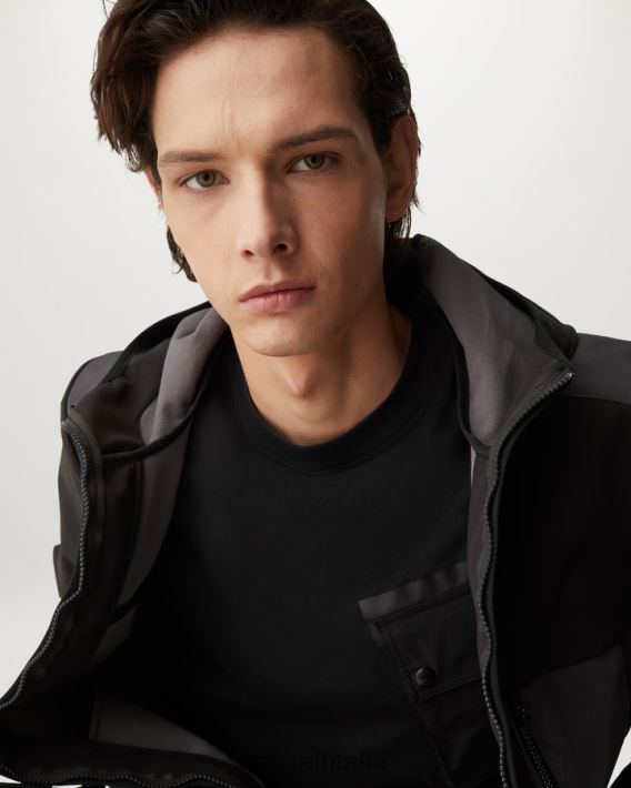 vestiario Belstaff maglietta flusso jersey di cotone nero uomini H2DD6J171