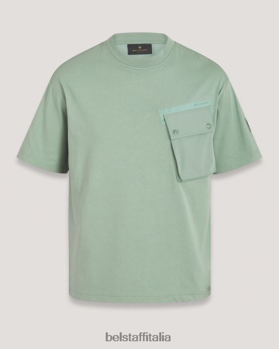 vestiario Belstaff maglietta flusso jersey di cotone verde acciaio uomini H2DD6J154