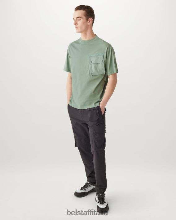 vestiario Belstaff maglietta flusso jersey di cotone verde acciaio uomini H2DD6J154