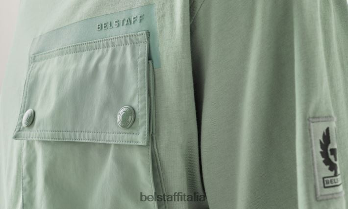 vestiario Belstaff maglietta flusso jersey di cotone verde acciaio uomini H2DD6J154