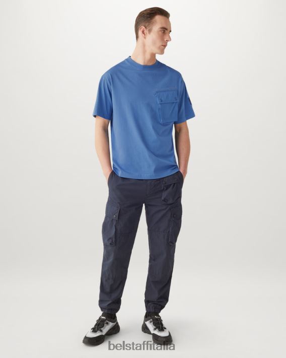 vestiario Belstaff maglietta flusso maglia di cotone in avanti blu uomini H2DD6J172