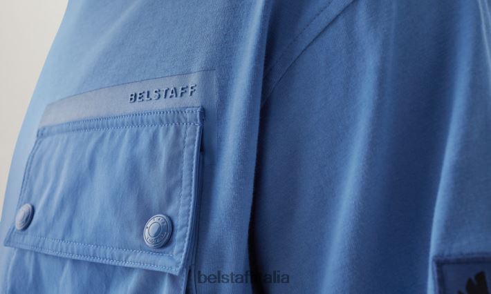 vestiario Belstaff maglietta flusso maglia di cotone in avanti blu uomini H2DD6J172