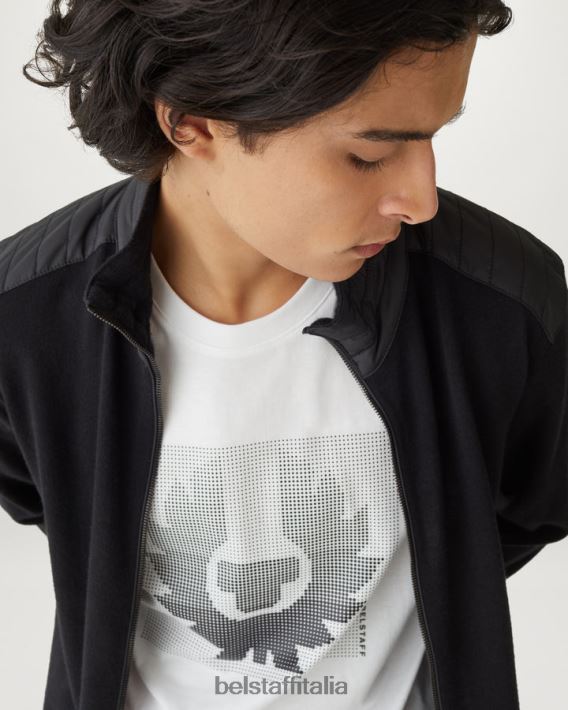 vestiario Belstaff maglietta ottica jersey di cotone bianco/nero uomini H2DD6J169