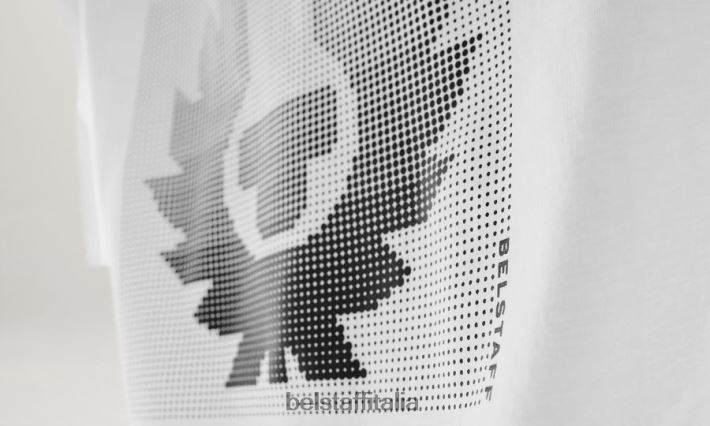 vestiario Belstaff maglietta ottica jersey di cotone bianco/nero uomini H2DD6J169