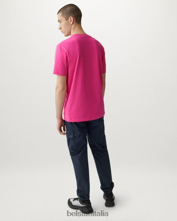 vestiario Belstaff maglietta ottica jersey di cotone fucsia/grigio granito uomini H2DD6J175