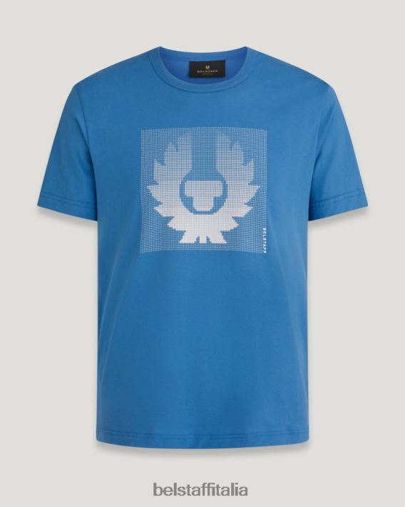 vestiario Belstaff maglietta ottica jersey di cotone in avanti blu/grigio perla uomini H2DD6J178