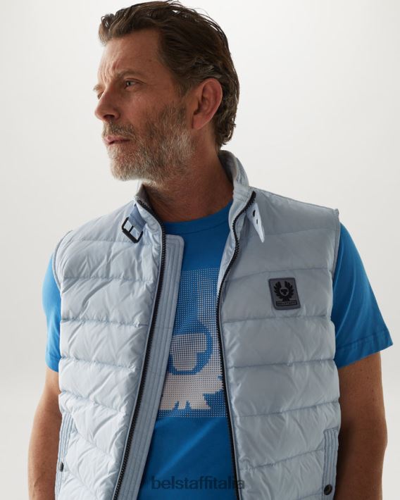 vestiario Belstaff maglietta ottica jersey di cotone in avanti blu/grigio perla uomini H2DD6J178