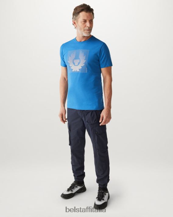 vestiario Belstaff maglietta ottica jersey di cotone in avanti blu/grigio perla uomini H2DD6J178