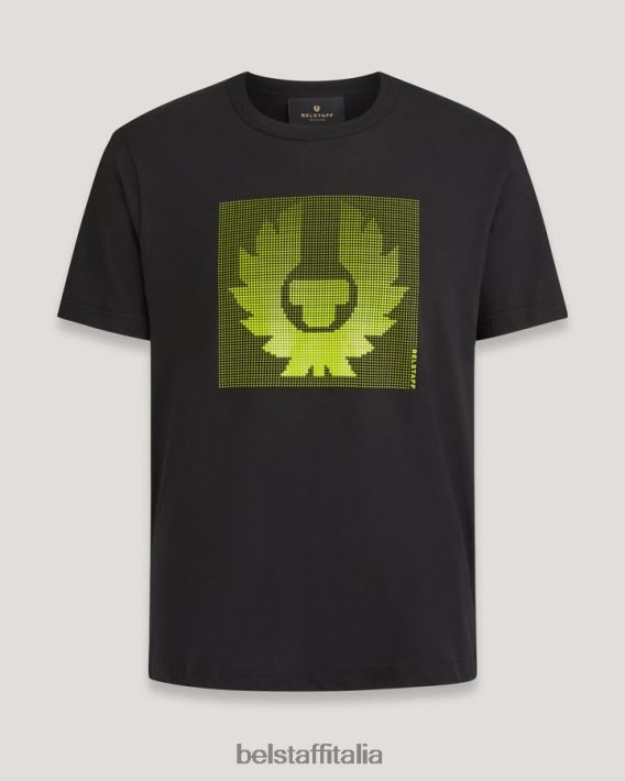 vestiario Belstaff maglietta ottica jersey di cotone nero/giallo fluo uomini H2DD6J163