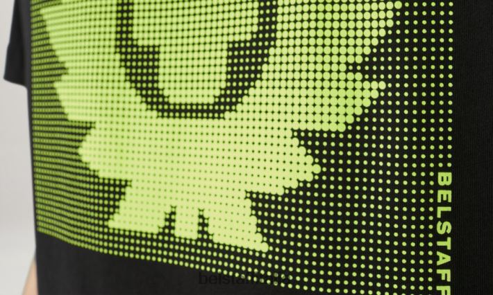 vestiario Belstaff maglietta ottica jersey di cotone nero/giallo fluo uomini H2DD6J163