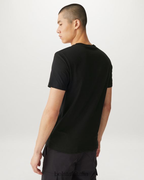 vestiario Belstaff maglietta ottica jersey di cotone nero/giallo fluo uomini H2DD6J163