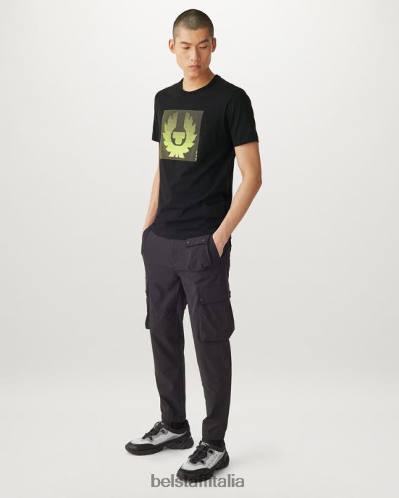 vestiario Belstaff maglietta ottica jersey di cotone nero/giallo fluo uomini H2DD6J163