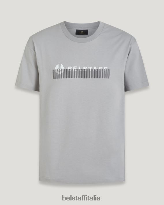 vestiario Belstaff maglietta oversize radiofonica jersey di cotone argento antico uomini H2DD6J143
