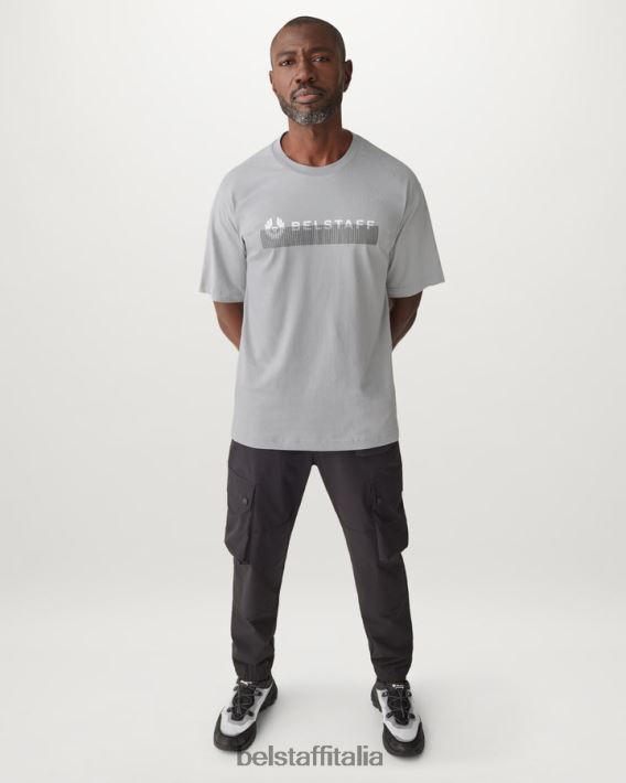 vestiario Belstaff maglietta oversize radiofonica jersey di cotone argento antico uomini H2DD6J143
