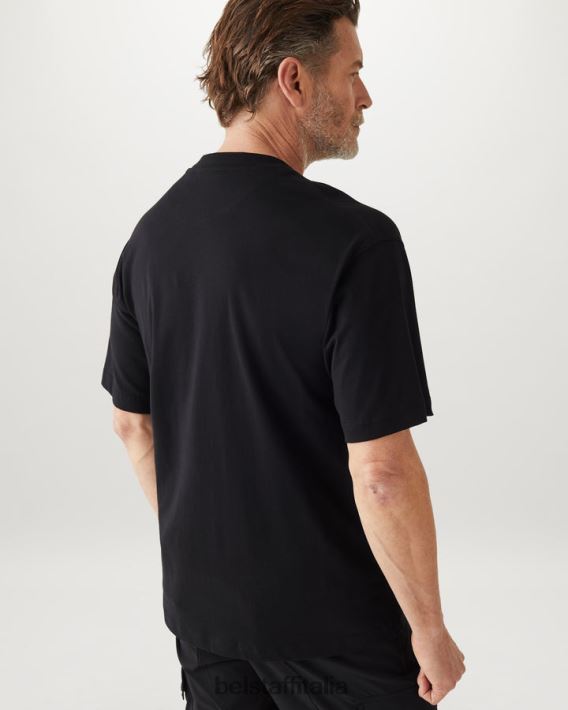 vestiario Belstaff maglietta oversize radiofonica jersey di cotone nero uomini H2DD6J153
