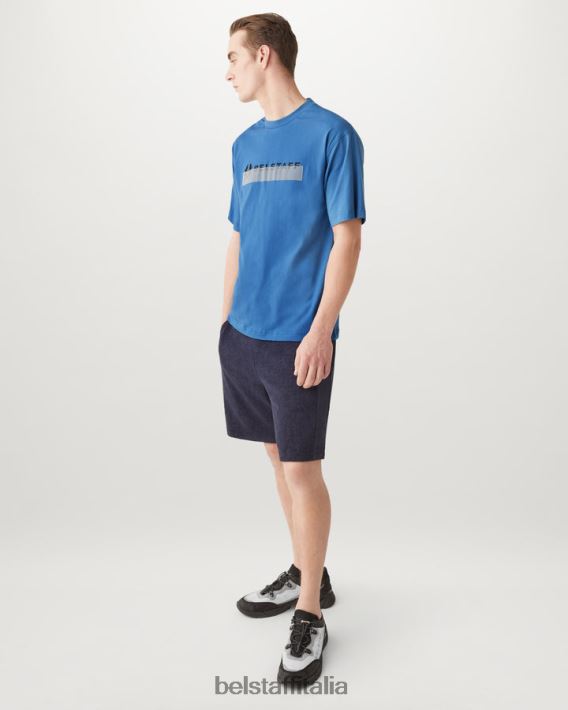 vestiario Belstaff maglietta oversize radiofonica maglia di cotone in avanti blu uomini H2DD6J142
