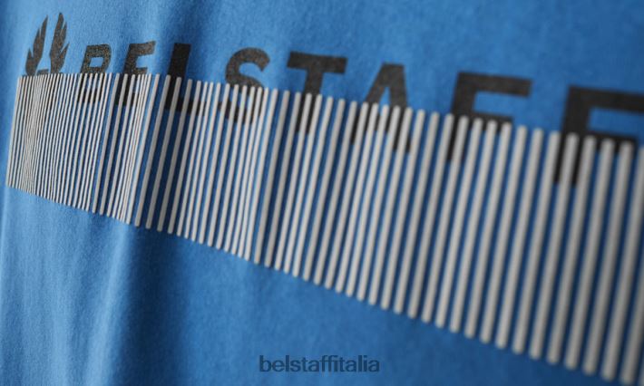 vestiario Belstaff maglietta oversize radiofonica maglia di cotone in avanti blu uomini H2DD6J142