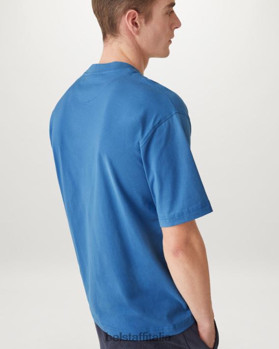 vestiario Belstaff maglietta oversize radiofonica maglia di cotone in avanti blu uomini H2DD6J142