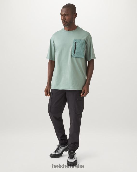 vestiario Belstaff maglietta severa jersey di cotone verde acciaio uomini H2DD6J157