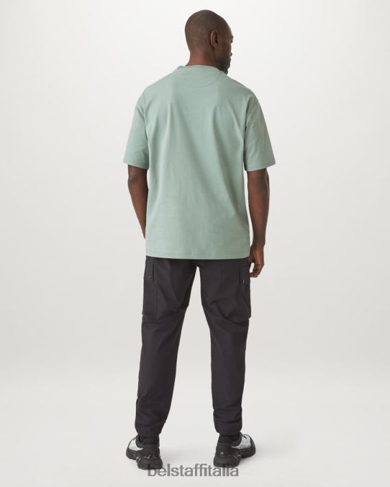 vestiario Belstaff maglietta severa jersey di cotone verde acciaio uomini H2DD6J157