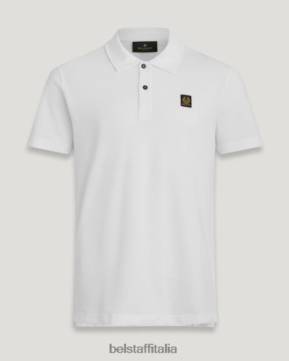 vestiario Belstaff monitorare il polo micropiquet di cotone bianco uomini H2DD6J194