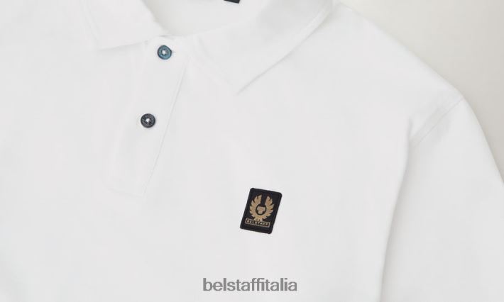 vestiario Belstaff monitorare il polo micropiquet di cotone bianco uomini H2DD6J194