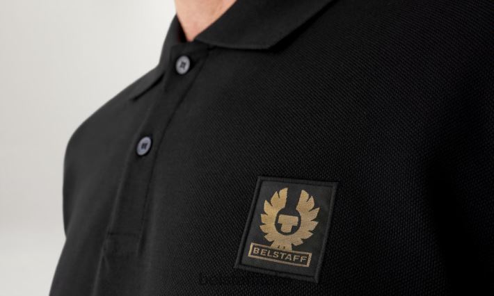 vestiario Belstaff polo a maniche lunghe piquet di cotone nero uomini H2DD6J187