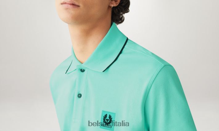 vestiario Belstaff polo con punta piquet di cotone verde oceano uomini H2DD6J180