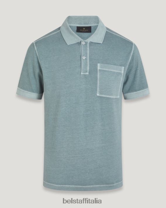 vestiario Belstaff polo della cambusa tintura in capo cotone verde acciaio uomini H2DD6J155