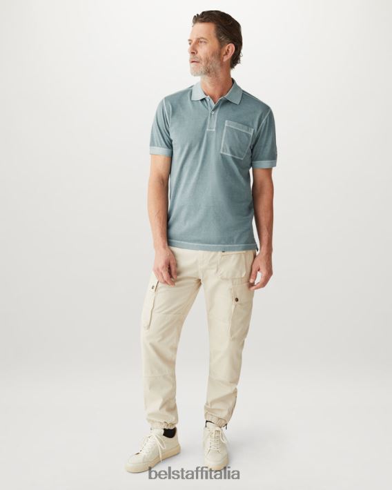 vestiario Belstaff polo della cambusa tintura in capo cotone verde acciaio uomini H2DD6J155