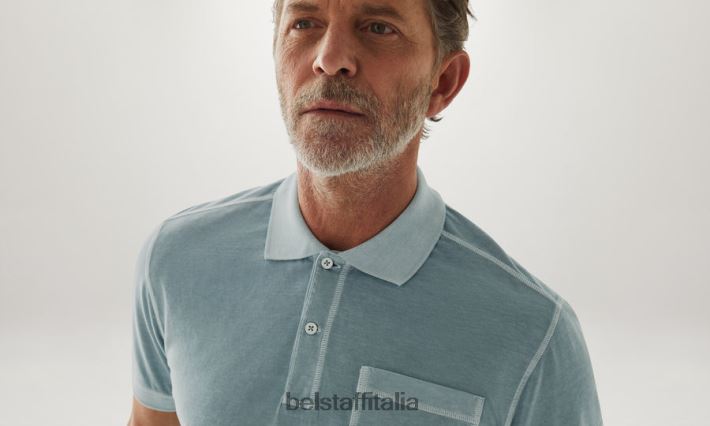 vestiario Belstaff polo della cambusa tintura in capo cotone verde acciaio uomini H2DD6J155