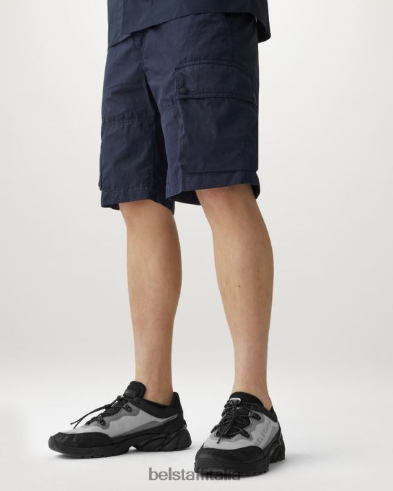 vestiario Belstaff pantaloncini cargo Harker tintura in capo misto cotone inchiostro scuro/nero uomini H2DD6J322