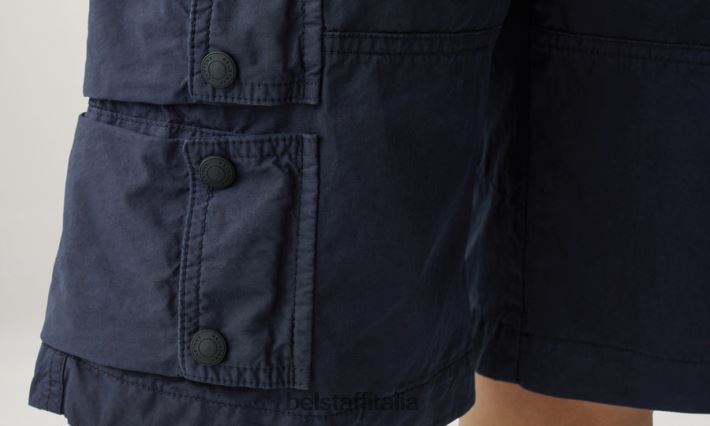 vestiario Belstaff pantaloncini cargo Harker tintura in capo misto cotone inchiostro scuro/nero uomini H2DD6J322
