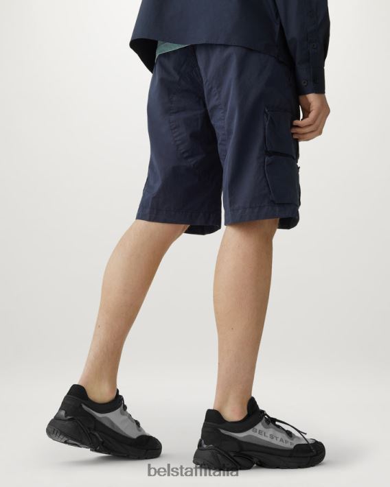 vestiario Belstaff pantaloncini cargo Harker tintura in capo misto cotone inchiostro scuro/nero uomini H2DD6J322