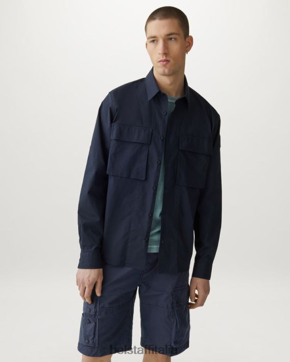 vestiario Belstaff pantaloncini cargo Harker tintura in capo misto cotone inchiostro scuro/nero uomini H2DD6J322