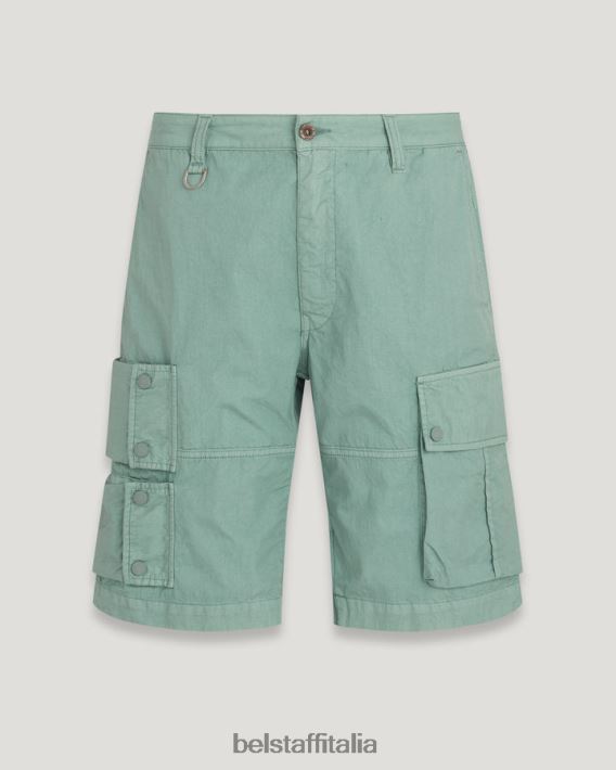 vestiario Belstaff pantaloncini cargo Harker tintura in capo misto cotone verde acciaio/verde oceano uomini H2DD6J321