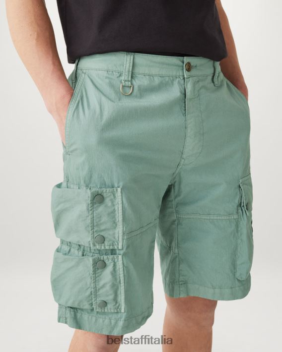 vestiario Belstaff pantaloncini cargo Harker tintura in capo misto cotone verde acciaio/verde oceano uomini H2DD6J321